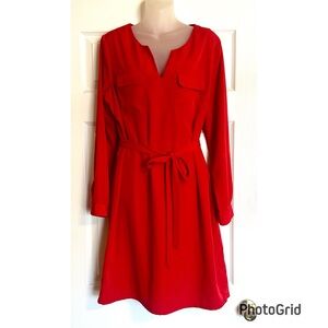 Old Navy Bold Red Long Sleeve Dress